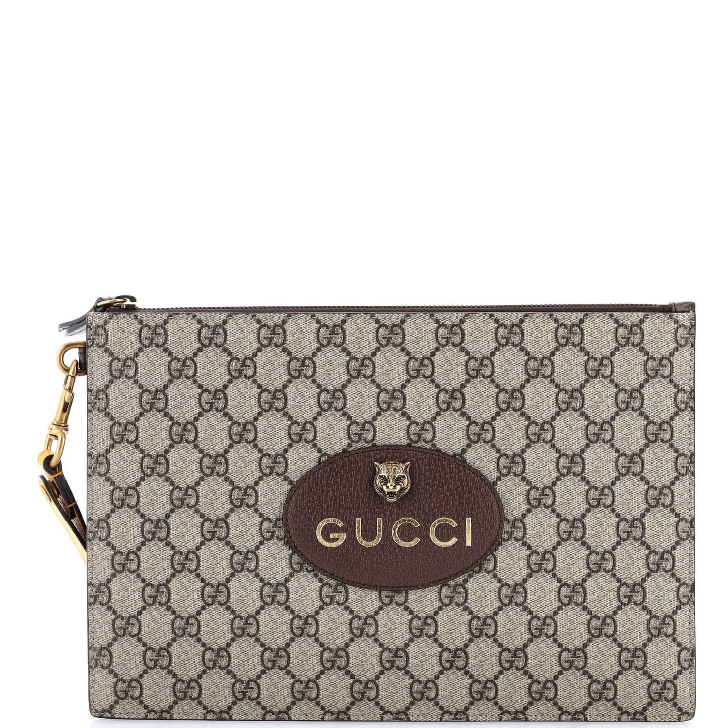 Gucci Neo Vintage Wristlet Pouch Gg Coated Canvas