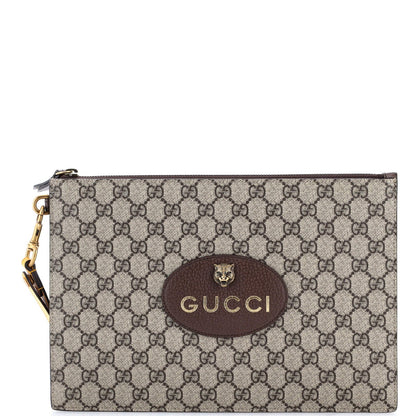 Gucci Neo Vintage Wristlet Pouch Gg Coated Canvas