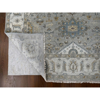 Rug 6'x11'9" Stargazer Gray Karajeh Geometric Hand Knotted Wide Runner