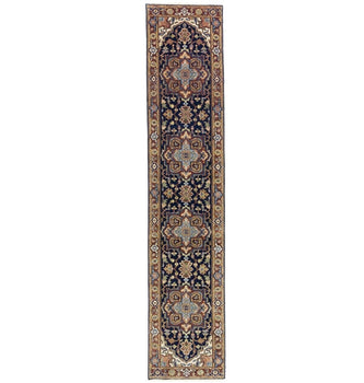 Handmade Heriz Serapi Runner Rug Geometric