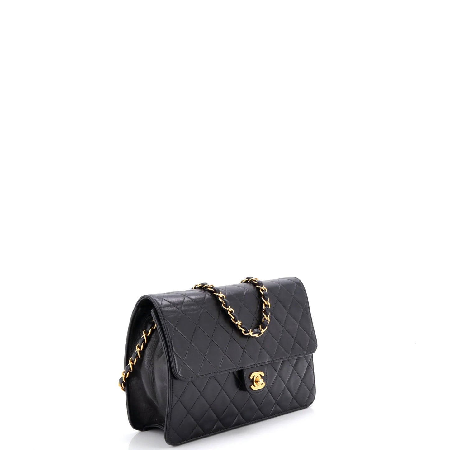 Chanel Vintage Square Classic Single Flap Bag Quilted Lambskin Jumbo