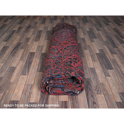 10'3"X13'9" Red Antique Zoroastrian Saroogh Hand Knotted Wool Oriental Rug