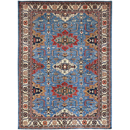 10'X13'4" Coronet Blue Vibrant Wool Super Kazak Hand Knotted Oriental Rug