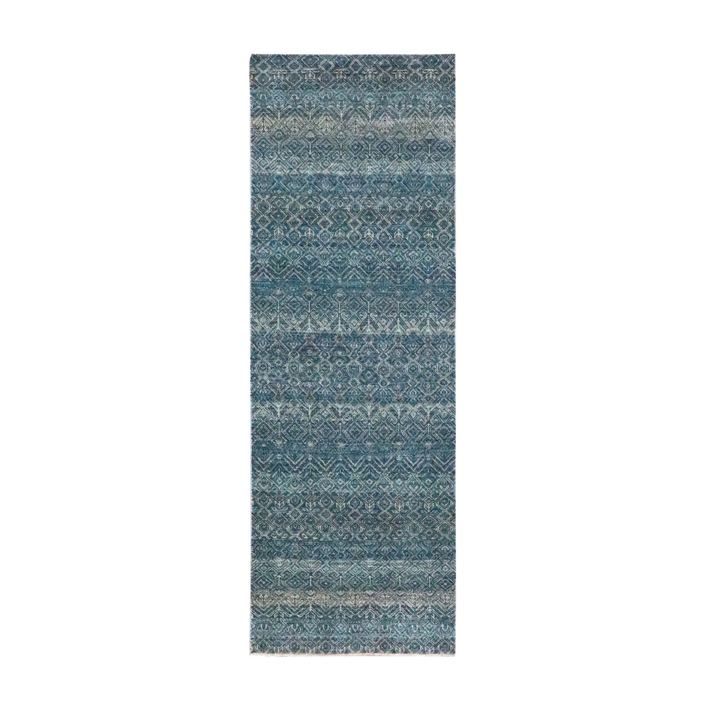 2'7"x7'7" Blue Kohinoor Herat Pattern Soft Wool Hand Knotted Runner Rug