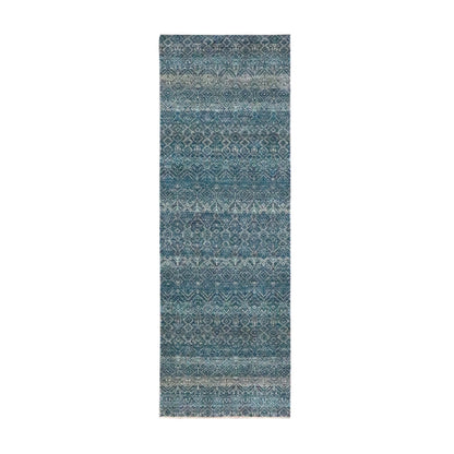 2'7"x7'7" Blue Kohinoor Herat Pattern Soft Wool Hand Knotted Runner Rug