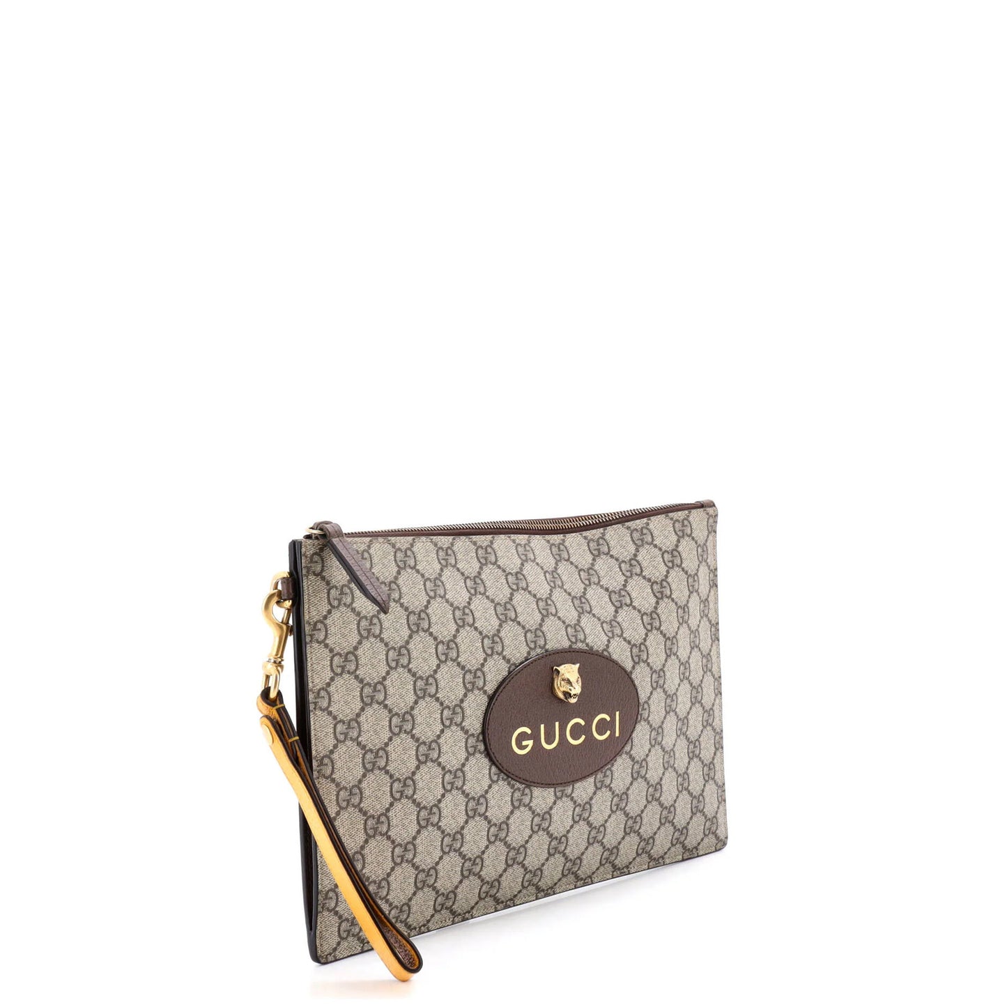 Gucci Neo Vintage Wristlet Pouch Gg Coated Canvas