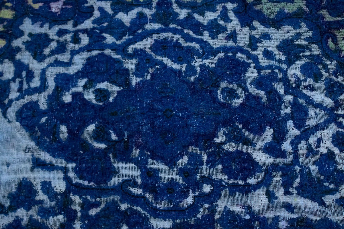 Overdyed Blue Antique Handmade Oriental Rug Distressed Carpet Decor 10X14 ft
