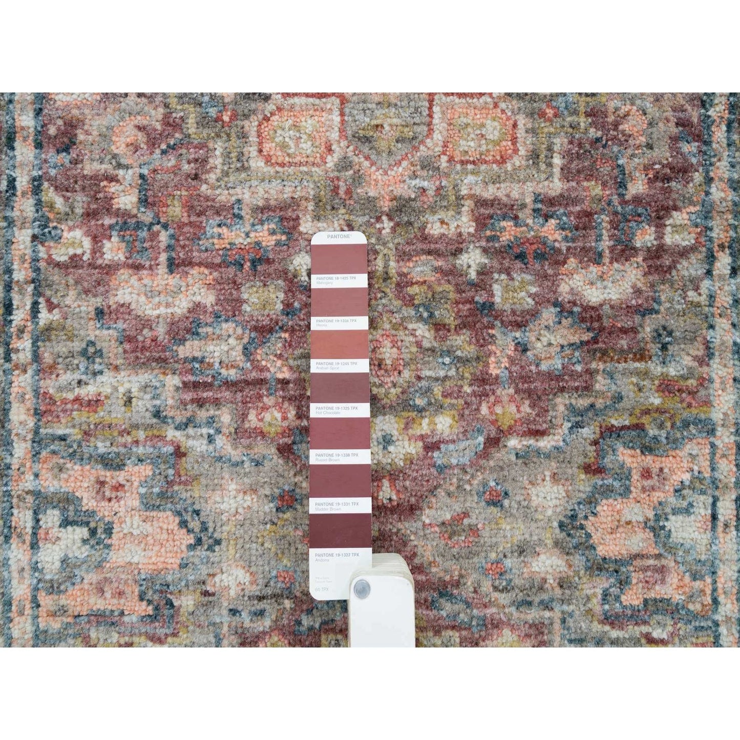2'6"X11'9" Rosewood Red Heris Revival Soft Wool Hand Knotted Runner Rug