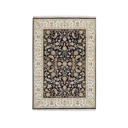 4'8"X6'9" Midnight Blue Nain Design 250 Kpsi Hand Knotted 100% Wool Rug