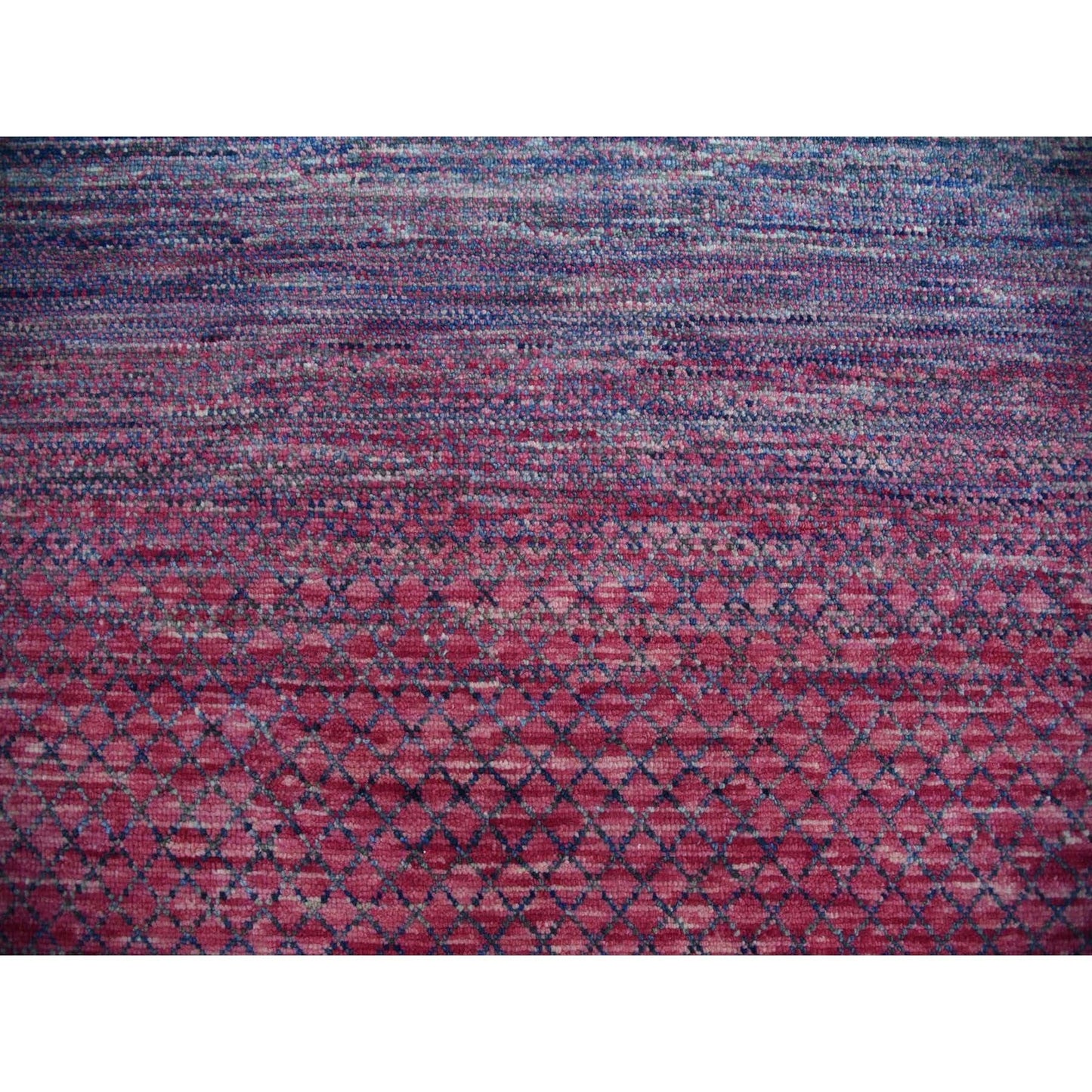 8'1"X10'2" Pink Pure Wool Hand Knotted Modern Chiaroscuro Collection Rug