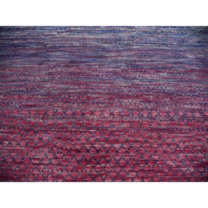 8'1"X10'2" Pink Pure Wool Hand Knotted Modern Chiaroscuro Collection Rug