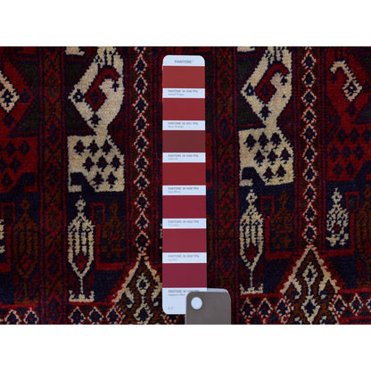 2'10"X10" Red Hand Knotted Afghan Khamyab Geometric Runner Wool Rug
