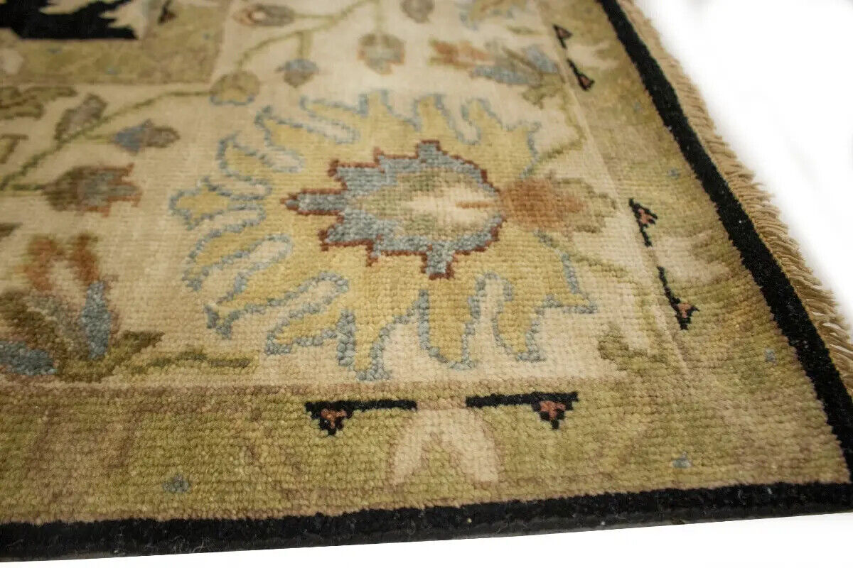 Antique Washed Black Floral Peshawar Rug Osh