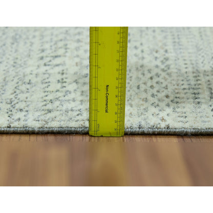 2'6"X10'1" Moderne White Hand Knotted Modern Grass 100% Wool Runner Rug