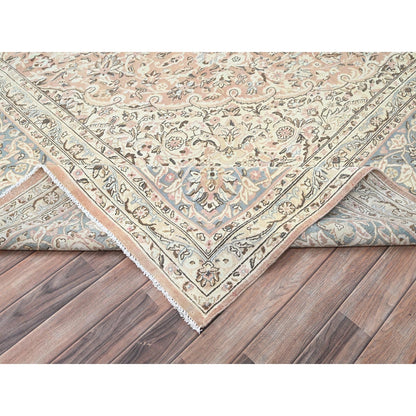 11'1"X17'2" Peach Zoroastrian Hand Knotted 100% Wool Oversized Rug