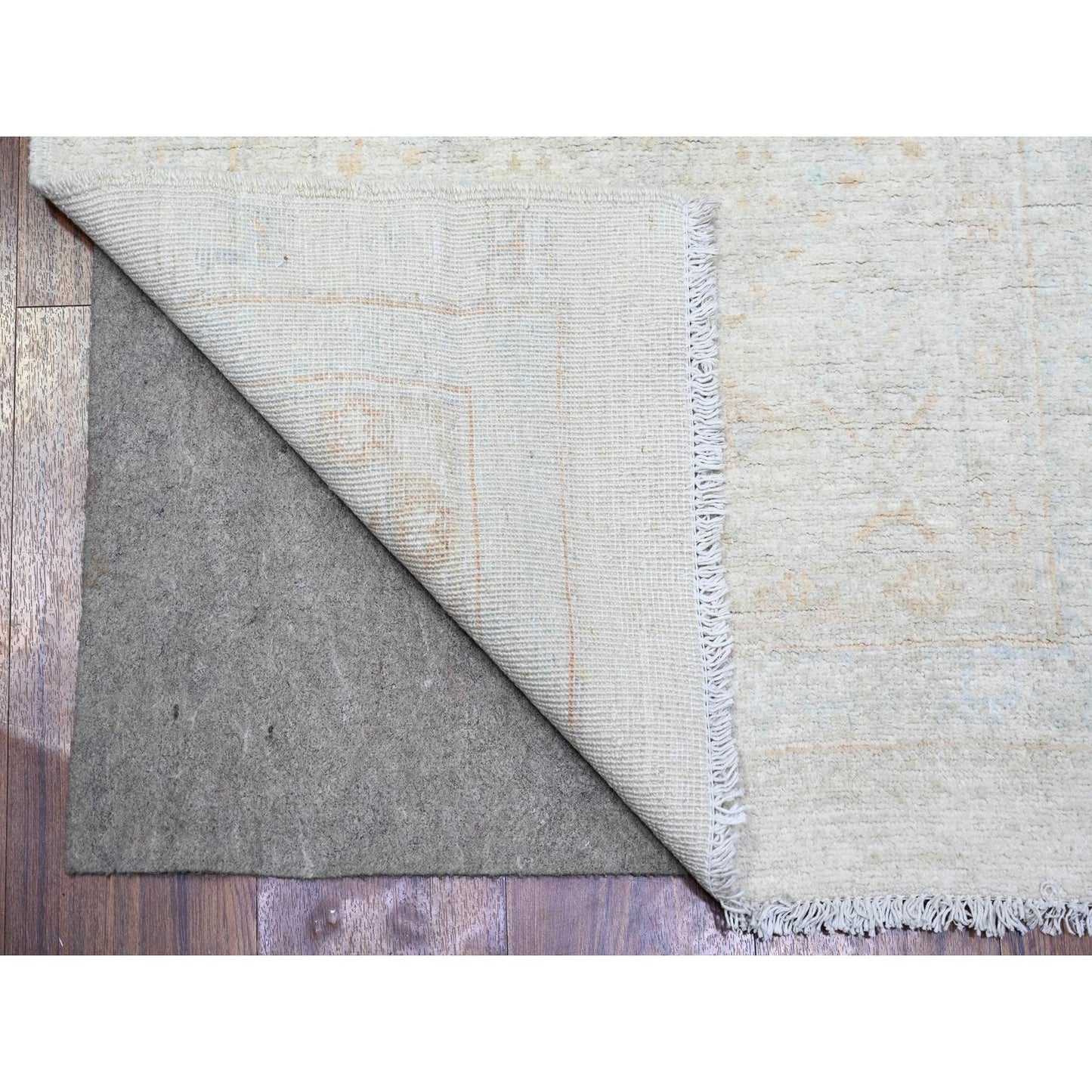 2'7"X11'3" White Wash Peshawar Wool Hand Knotted Runner Oriental Rug