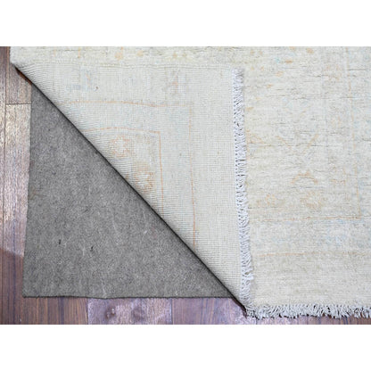 2'7"X11'3" White Wash Peshawar Wool Hand Knotted Runner Oriental Rug