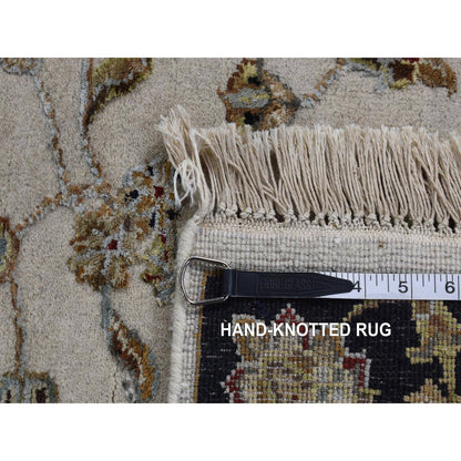 2'7"X16' Ivory Half Wool And Half Silk Runner Rajasthan Hand Knotted Rug