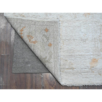 2'9"x12' Pure Silver Gray Afghan Angora Oushak Runner Oriental Rug
