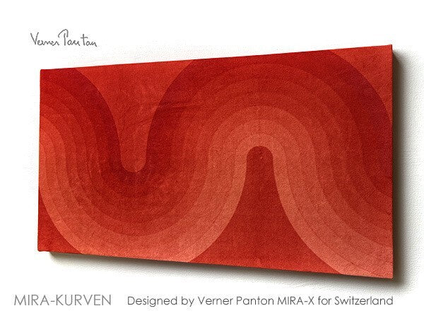 Vintage Verner Panton Mira X Kurven 23In Red Wall Art Board Fabric Mid Century