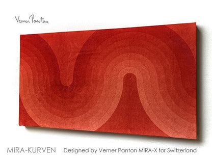 Vintage Verner Panton Mira X Kurven 23In Red Wall Art Board Fabric Mid Century