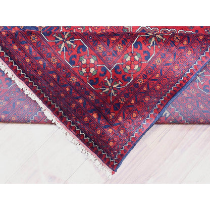 9'10"X16' Red Afghan Khamyab Organic Wool Hand Knotted Oversized Rug