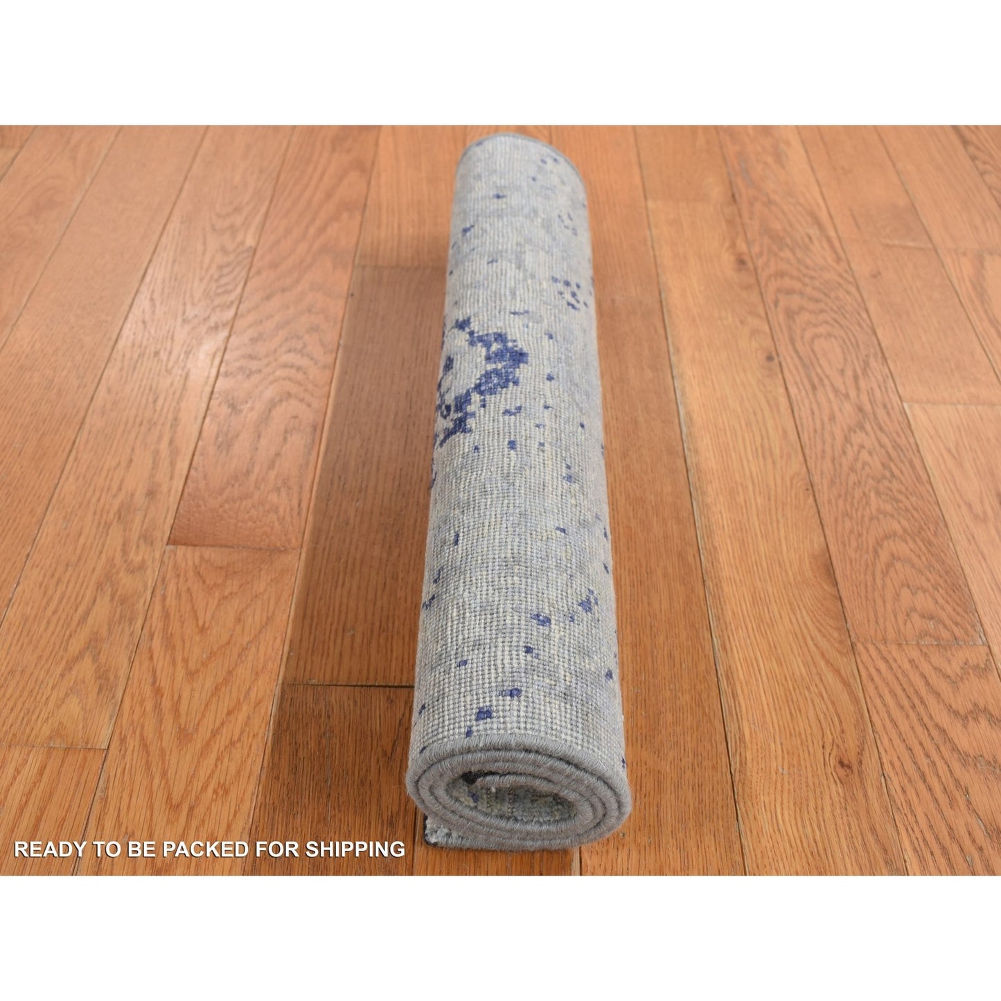 2'X3'1" Gray Cypress Tree Design Silk With Wool Hand Knotted Sample Rug