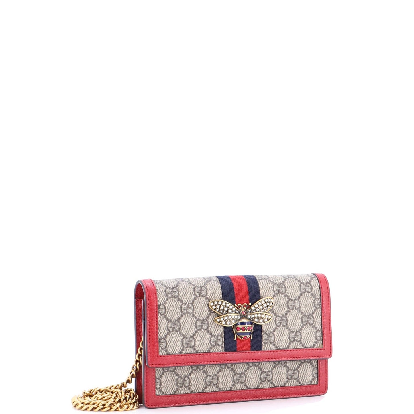 Gucci Queen Margaret Chain Wallet Gg Coated Canvas Mini