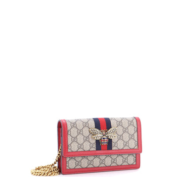 Gucci Queen Margaret Chain Wallet Gg Coated Canvas Mini