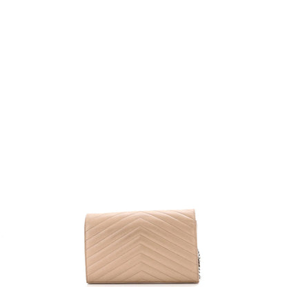 Saint Laurent Classic Monogram Wallet On Chain Matelasse Chevron Leather Medium