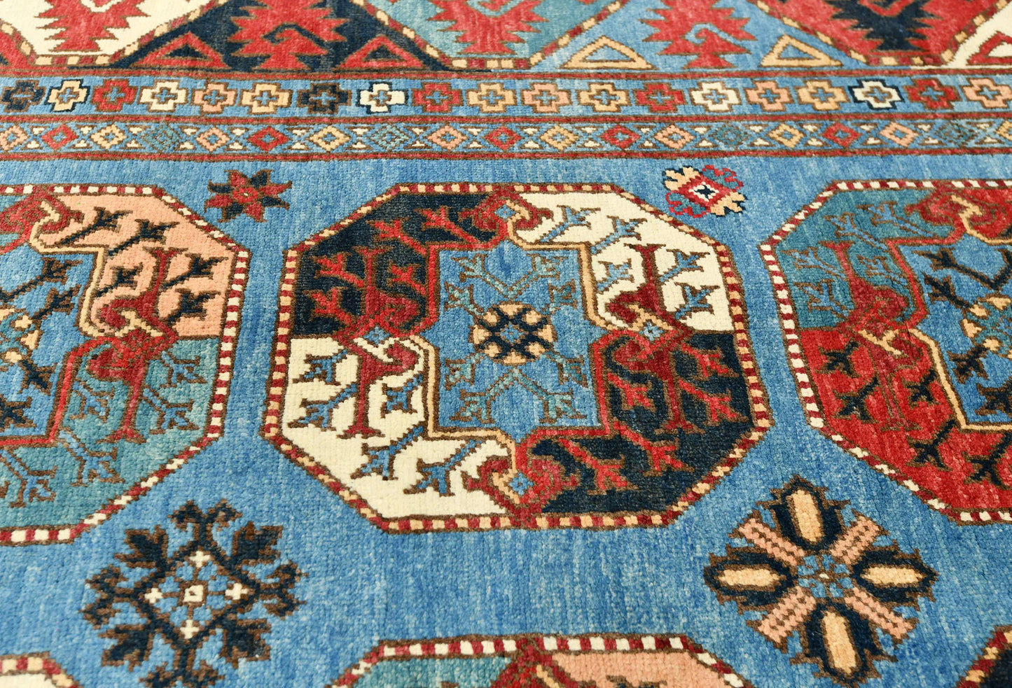 Hand-Knotted Farmhouse Rug Geometric Tribal Style Wool Oriental Carpet 8X10 ft