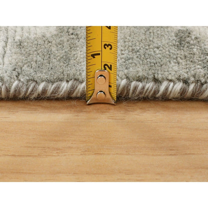 2'6"X8' Hand Spun Undyed Natural Wool Modern Hand Knotted Runner Rug