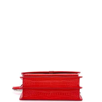Saint Laurent Sunset Crossbody Bag Crocodile Embossed Leather Medium