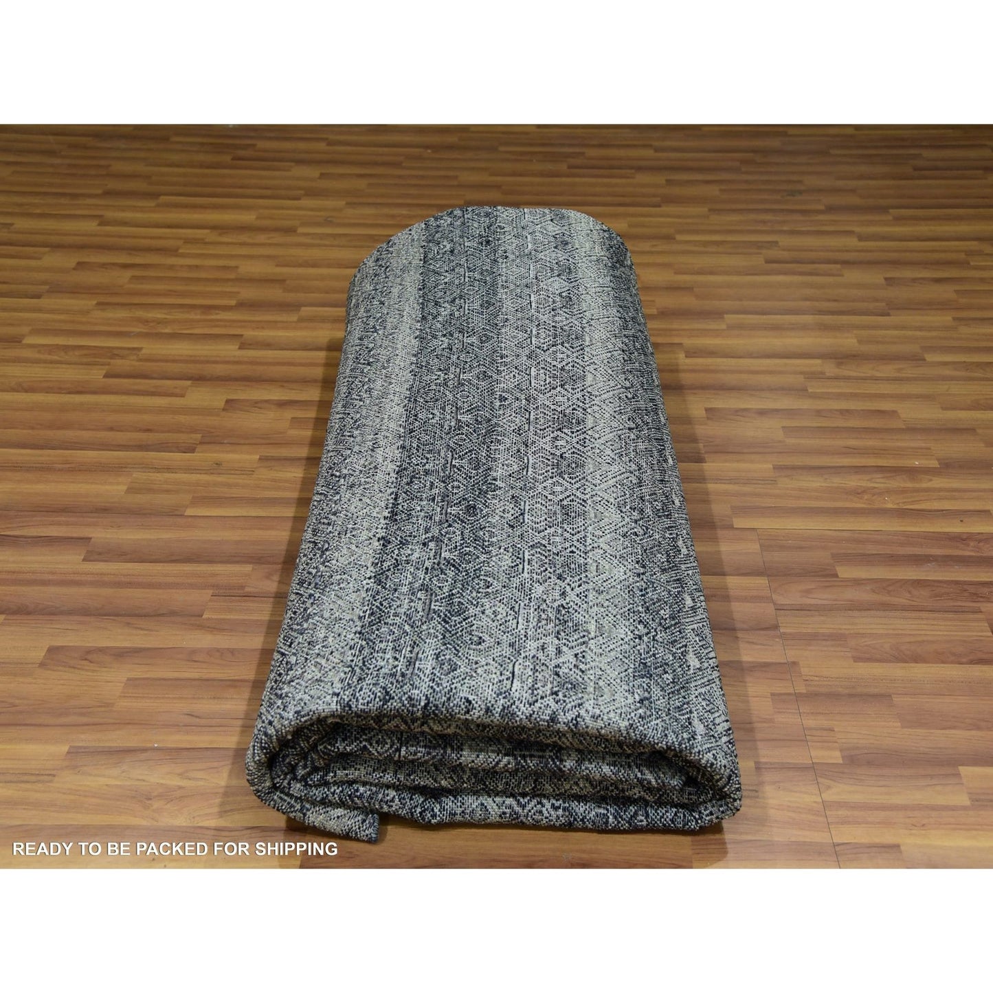 12'X12' Graphite Gray Hand Knotted Kohinoor Herrita All Wool Round Rug