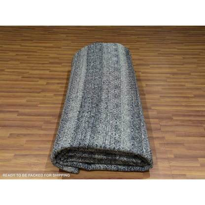 12'X12' Graphite Gray Hand Knotted Kohinoor Herrita All Wool Round Rug