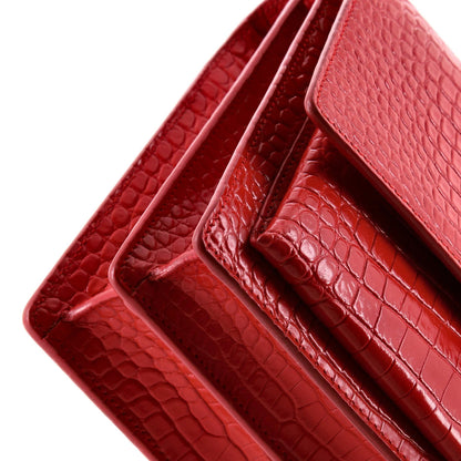 Saint Laurent Sunset Crossbody Bag Crocodile Embossed Leather Medium