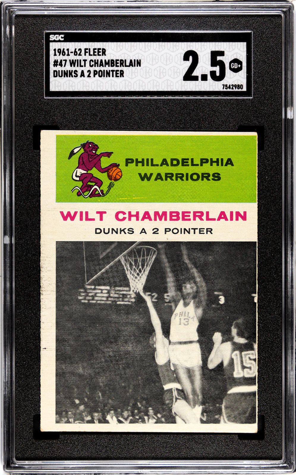 Wilt Chamberlain 1961-62 Fleer Dunks A 2 Pointer #47 Sgc 2.5