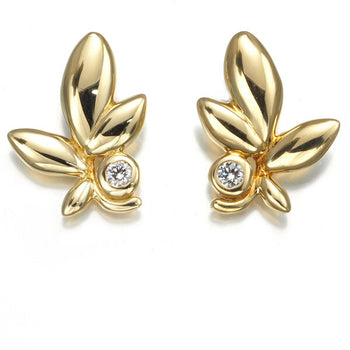 Tiffany&Co. Earrings Diamond Olive Leaf 18K 750 Yellow Gold