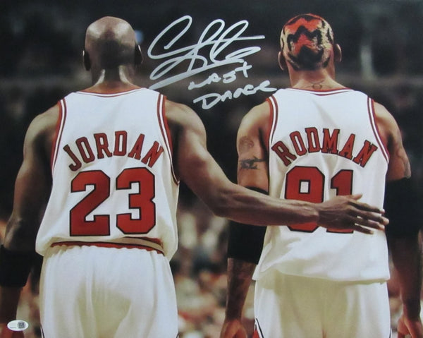 Dennis Rodman Hof Signed/Inscribed 16X20 Photo W/ Jordan Bulls Jsa 196388