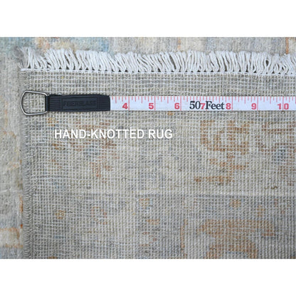 2'7"X9'6" Ice Cube Gray Fine Aryana Peshawar Runner Oriental Rug