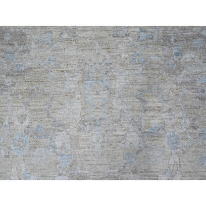 9'X11'9" Silver Gray Hand Knotted Faded Afghan Angora Oushak Oriental Rug
