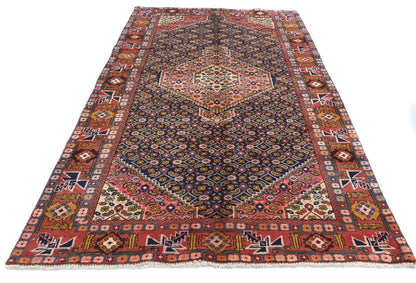 Hand-knotted oriental carpet 5x9 ft tribal geometric style decor