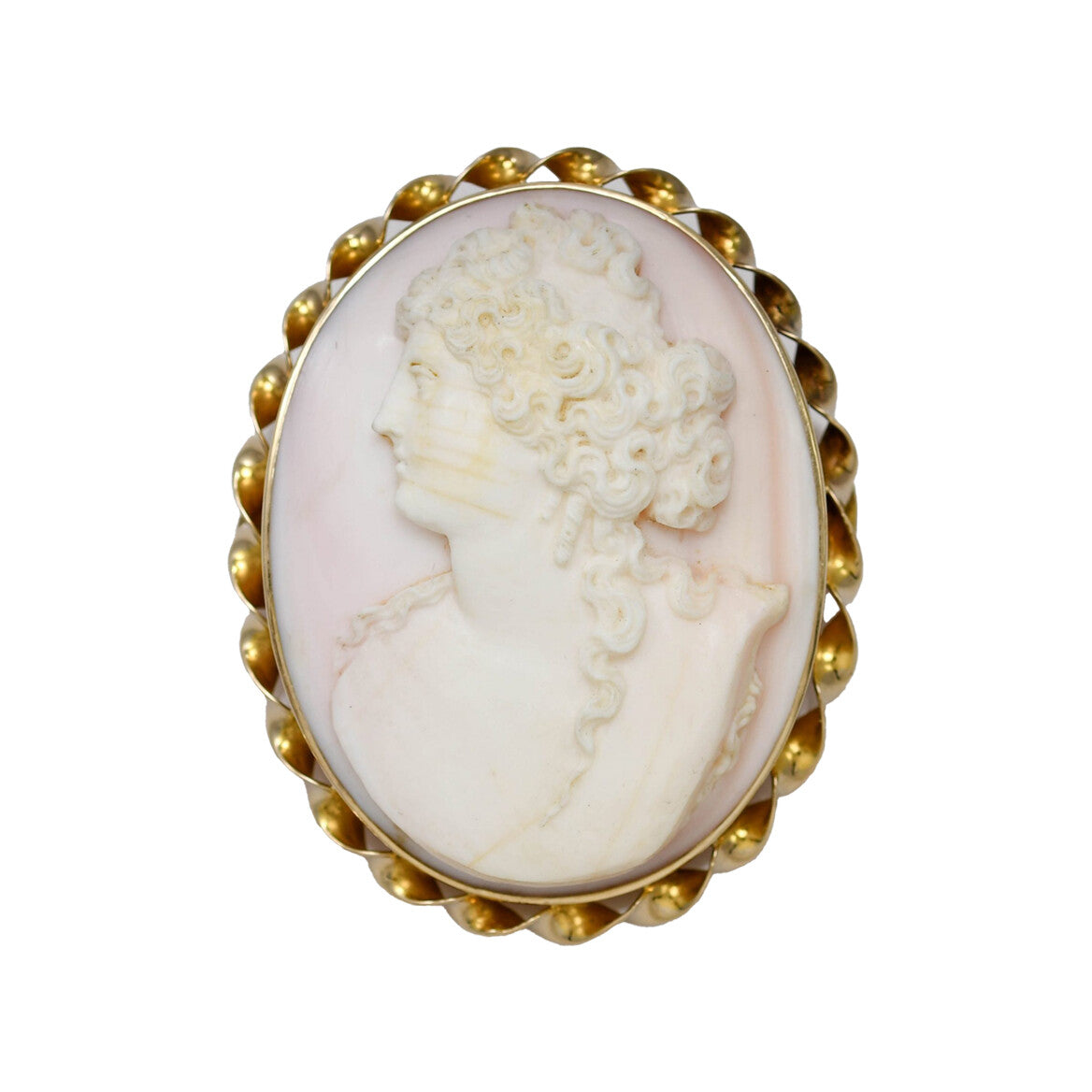 12K Yellow Gold Bezel. Large Antique Carved Cameo