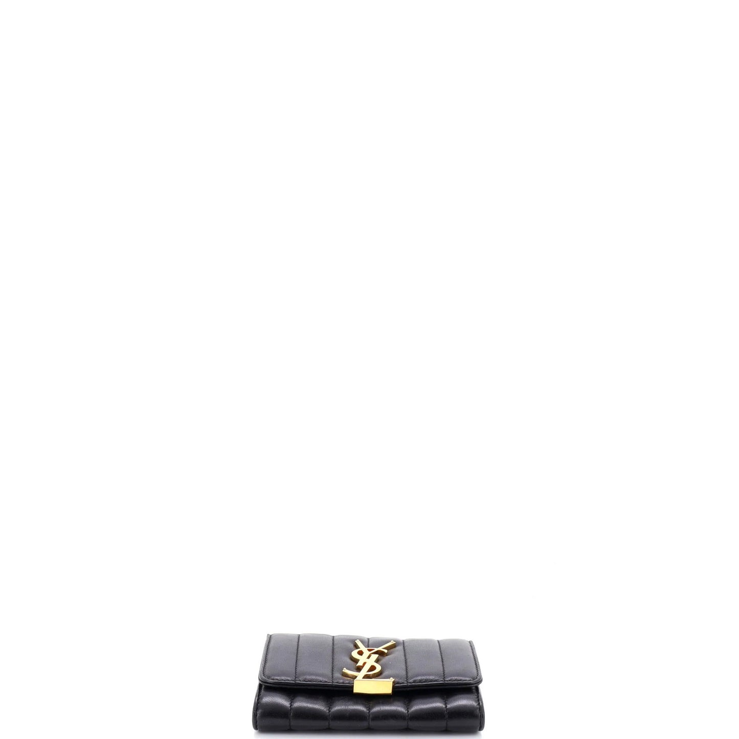Saint Laurent Vicky Flap Wallet Vertical Quilted Leather Compact