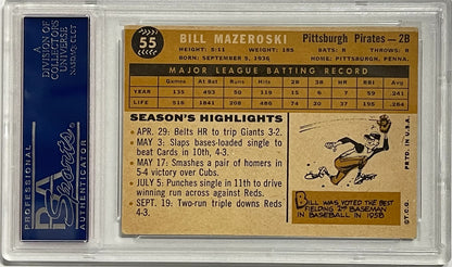 Bill Mazeroski Autographed 1960 Topps Card #55 (Psa)