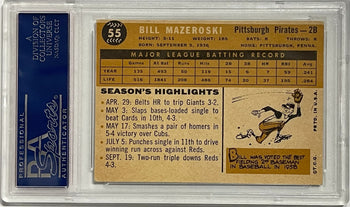 Bill Mazeroski Autographed 1960 Topps Card #55 (Psa)