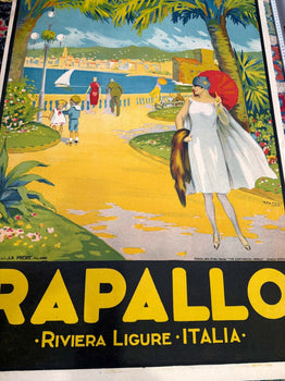 Rare Italian Travel Poster Rapallo By Natoli 1924 Original Litho Riviera