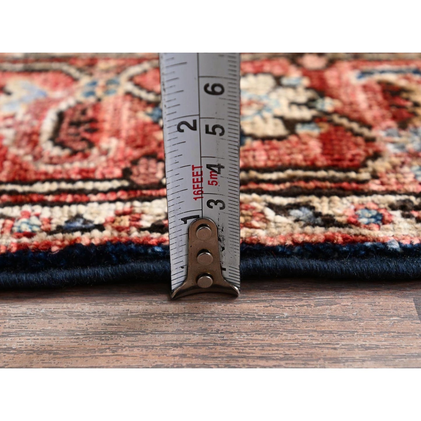 2'6"X8' Midnight Blue Heris All Over Design Hand Knotted Wool Runner Rug