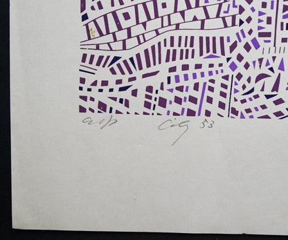 Risaburo Kimura Signed Original Serigraph Screenprint City-53 Edition Ap