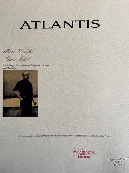 Mark Rothko Lithograph Coa Signed Op Numbered In Pencil Crayon Certified
